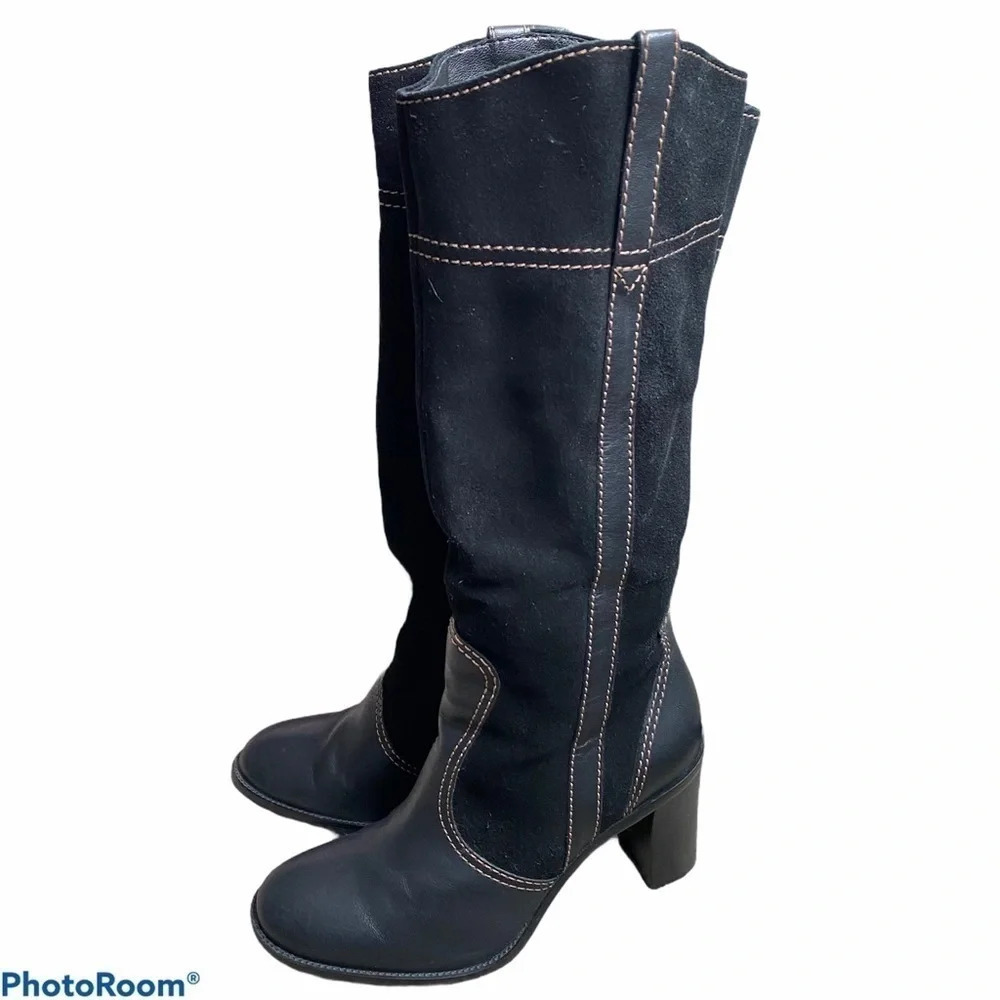 Franco Sarto Suede & Leather Boots Zip Tall Riding